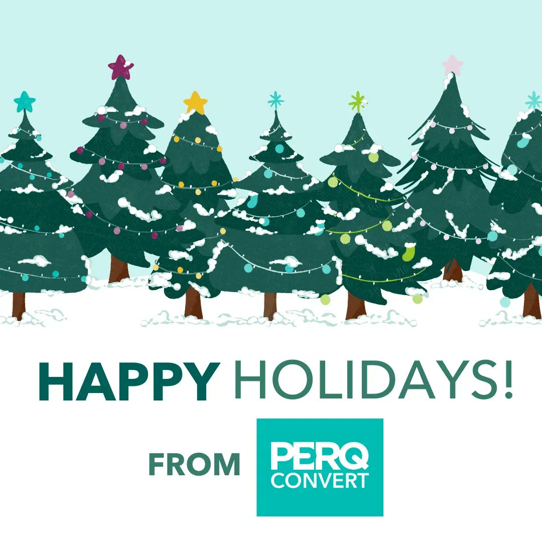 PERQConvert's tweet image. On behalf of the PERQ Convert team, we wish you and your families a happy holiday!🎄 #HappyHolidays