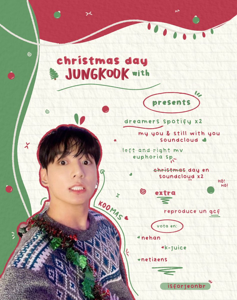 isforjeonbr's tweet photo. • christmas day with jungkook <3

— les dejo esta dinámica para el br, stream y votos de #JUNGKOOK , no tiene tiempo límite, abajo mas indicaciones !

방탄소년단 정국 #방탄소년단정국 #전정국 #정국 #JUNGKOOK  ジョングク @BTS_twt https://t.co/qhxtMT0KUB