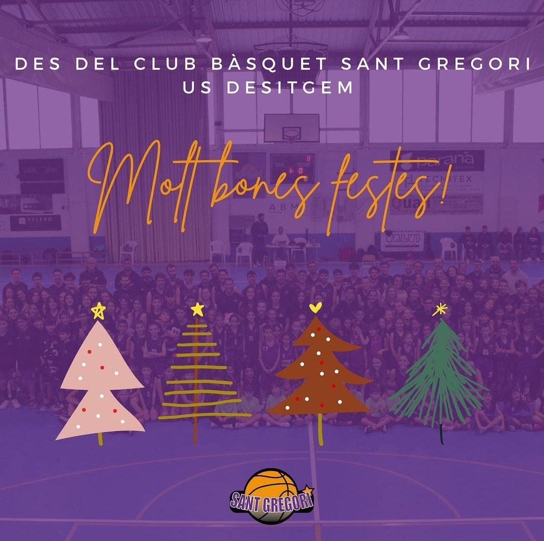 cbsantgregori's tweet image. El Club Bàsquet Sant Gregori us desitja molt bones festes 🌲💜🖤. 

Us desitgem un any 2023 ple de bàsquet i molt de caliu 🔥🔥. 
 
#caliu #somlilainegre #cbsantgregori