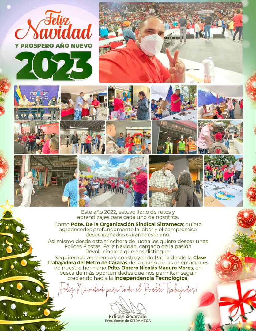 RT <a href="/EdisonB25/">Edison Alvarado</a>: ❤️‍🔥Desde mi ferviente corazón revolucionario les deseo una #FelizNavidad2022 a todos mis camaradas; mucha salud y fuerza para continuar en este camino de Chávez de la mano de nuestro hermano pdte Obrero <a href="/NicolasMaduro/">Nicolás Maduro</a> 

Venceremos ✊🏼