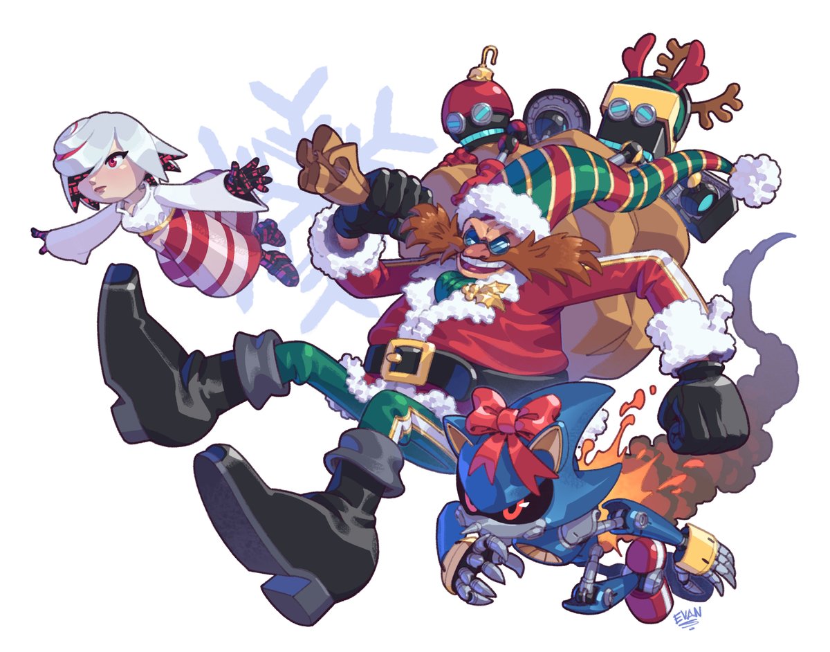 Holiday 2022 Eggman, Metal Sonic, Sage, Orbot, and Cubot! A Robotnik family portrait~