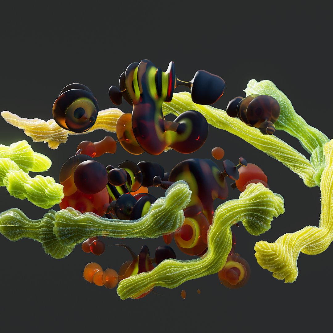 chitan_move's tweet photo. I continue my research on subsurface scattering. I like when something abstract resembles food or some kind of trash.
#c4d #redshift3d #SSS #shader https://t.co/dtRr5a6M3X