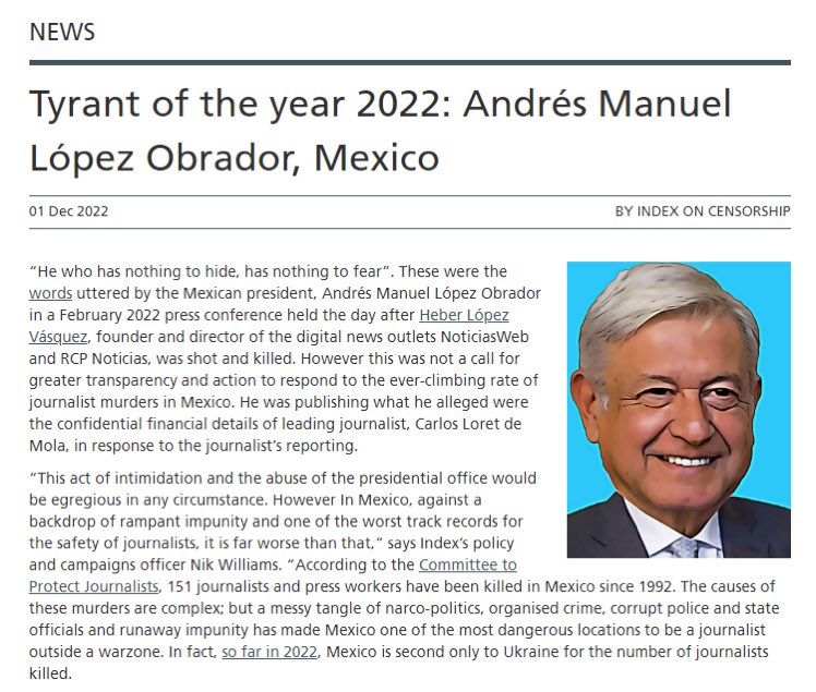 Quiero felicitar al presidente <a href="/Iopezobra_/">Andrés Manuel López Obrador</a> por ser el ganador del tirano del año. Este es su primer reconocimiento internacional, la tenía difícil pues competían tiranos como Kim Jong Un de Corea del Norte o Daniel Ortega dé Nicaragua. Enhorabuena y que sigan los éxitos.
👏👏👏