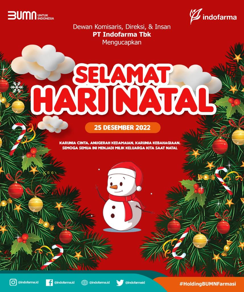 Karunia cinta, anugerah kedamaian, karunia kebahagiaan. Semoga semua ini menjadi milik keluarga kita saat Natal

#HariNatal2022
#ChristmasDay2022
#Indofarma
#HoldingBUMNFarmasi