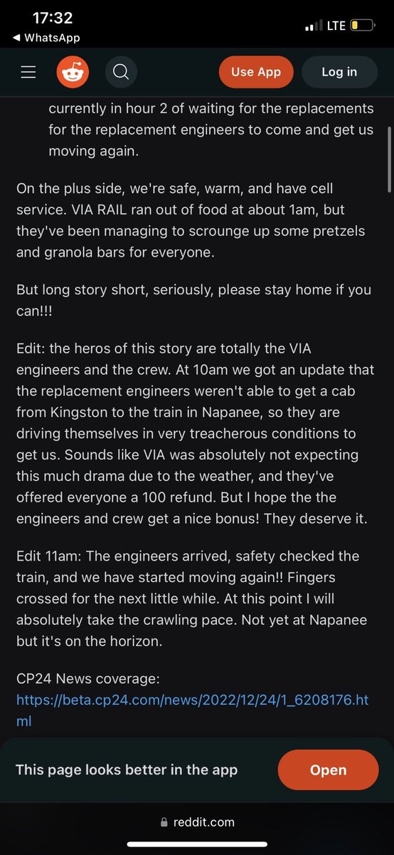 carolanbax's tweet photo. @LucyvanOlden @grahamctv @VIA_Rail Happy to see the appreciation for my son and nephew who most definitely went above-and-beyond to rescue the stranded passengers and deliver them all safely to Ottawa ❤️🙏❤️ https://t.co/5JLXDENEM7