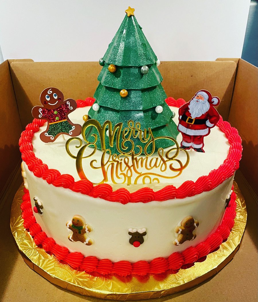 Christmas cake I made for a party tonight 🎄🎅🏻🎂