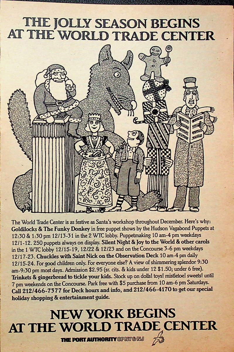PonchRama's tweet photo. Dec 25 '86 - These World Trade Center ads still get me. Who wouldn't want "Chuckles with Saint Nick on the Observation Deck"? #TVGuide #OTD #1980sTV #1980s https://t.co/Dpk2RJaCQT
