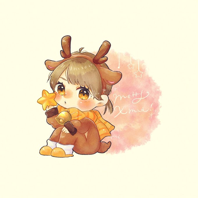 「brown eyes reindeer antlers」 illustration images(Latest)