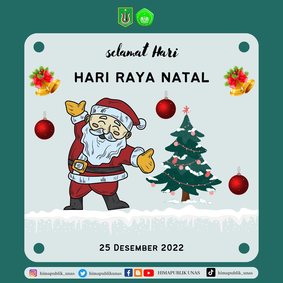 [25 desember 2022]

Selamat Hari Natal 

Pohon natal sudah dihias, kue natal sudah dibuat, kado sudah dibungkus. Sekarang yang tersisa hanyalah mengucapkan Selamat Natal. Semoga kamu mendapatkan Natal yang meriah dan cerah dengan cahaya cinta tuhan. 
#himapublik
#gopublik
