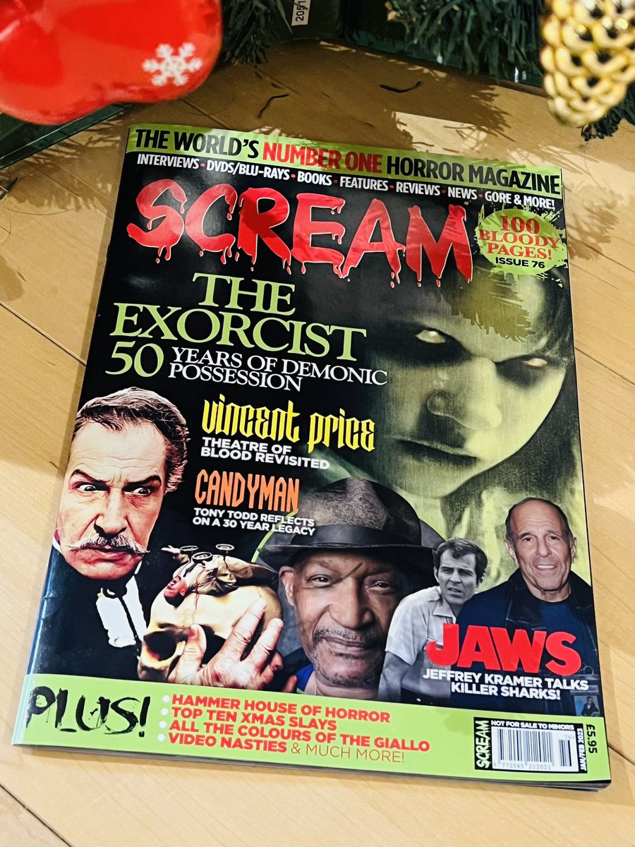 naga_singha's tweet photo. 💝Merry Christmas💝

🇬🇧イギリスのホラー雑誌『SCREAM』に、なかしんの顔が載ってます。映画の紙媒体に載るのが夢だったので、叶いました❣️

🍉スイカと血でクリスマスカラーにしています。私のハンマーにはQRコードを仕込んでいます🔨 https://t.co/HogiNXW4EH