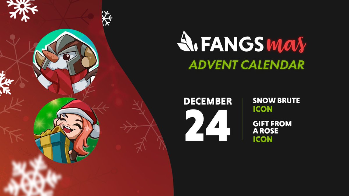 SoulforgeArena's tweet photo. 🎅Is everyone ready for Christmas!? We are starting the gifts off early with a double free item in the #Fangs store! 

🎁Grab these two Icons in the Fangs store before 4pm Dec 25!
#Fangsmas #happyholidays https://t.co/5jmM6mIe06