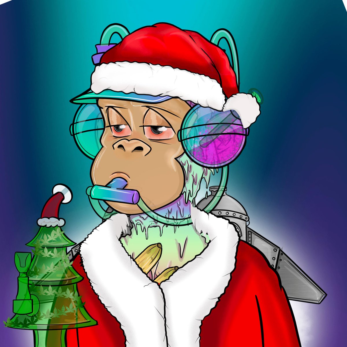 Triple6Yur's tweet photo. MERRY XMAS TO ALL, HOPE WE ALL HAVE A GOOD HOLIDAY! I'm the nuked who stole Christmas. Puff Puff 💨🤍 @StonedApeCrew #SACXMAS https://t.co/YeZzrMo4Wg