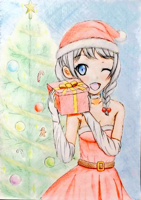 今年はクリスマス描けなかったので過去のイヴちゃんで…#bandoriart 