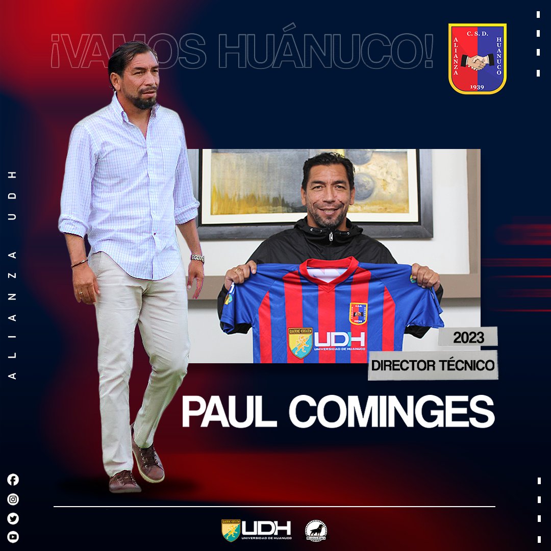 AlianzaUDH's tweet photo. Renovamos el vínculo como Director Técnico al profesor Paul Cominges para la temporada 2023. ✍️

¡Todos lo éxitos! 💪

#VamosHuánuco
#VamosAlianzaUDH 🔴🔵 https://t.co/gTspAG14xc