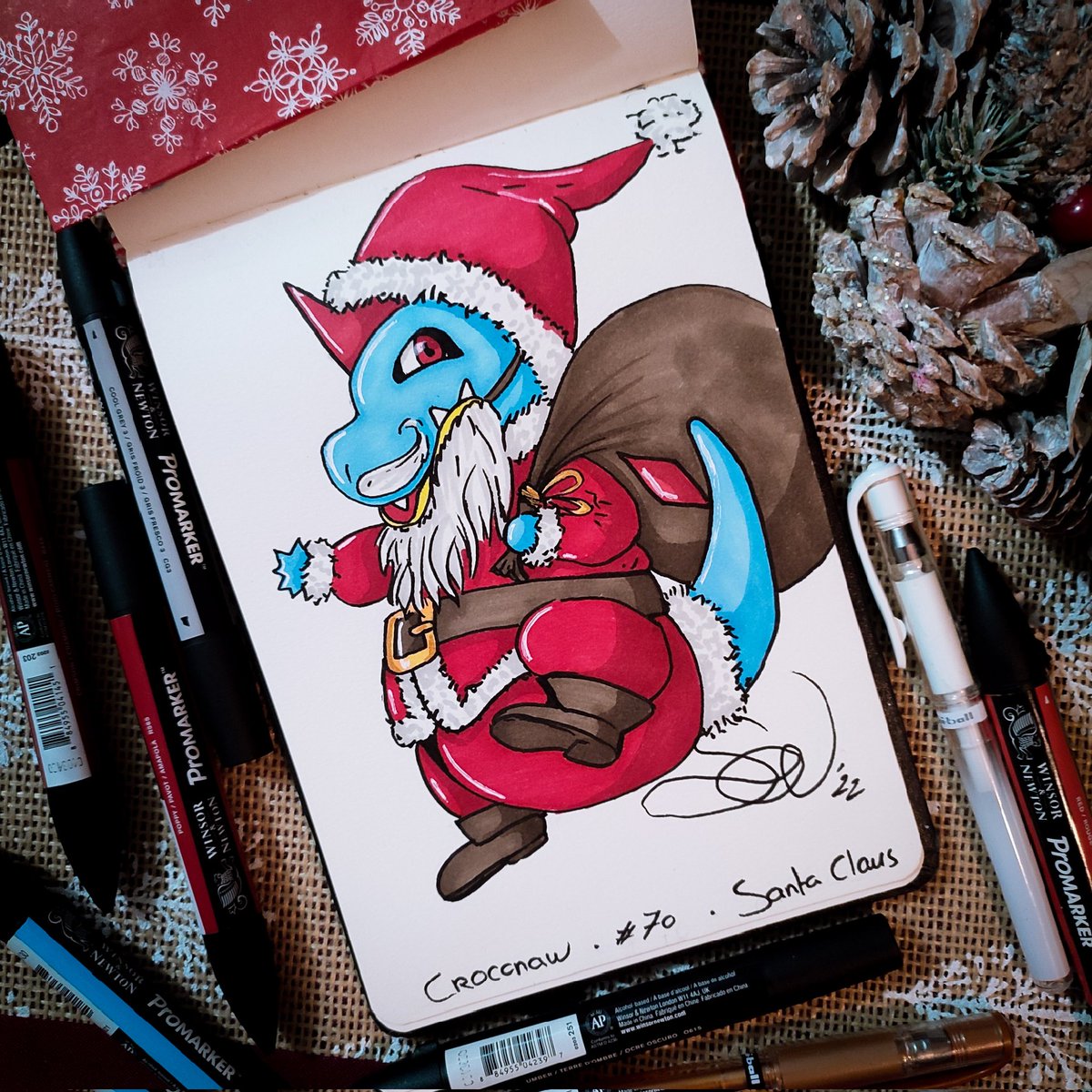 AtelierSarya's tweet photo. #Croconaw 🎅 #SantaClaus
#PokeInk day 70 :
#Crocrodil, et moi-même,vous souhaitons un Joyeux Noël ! 🎁
#pokemon #pokemonart #pokemonfanart #pokemonfan #art #artwork #traditionalart #marker #markers #alcoholmarkers #fanart #christmas #illustration https://t.co/eI1xs7IgXn
