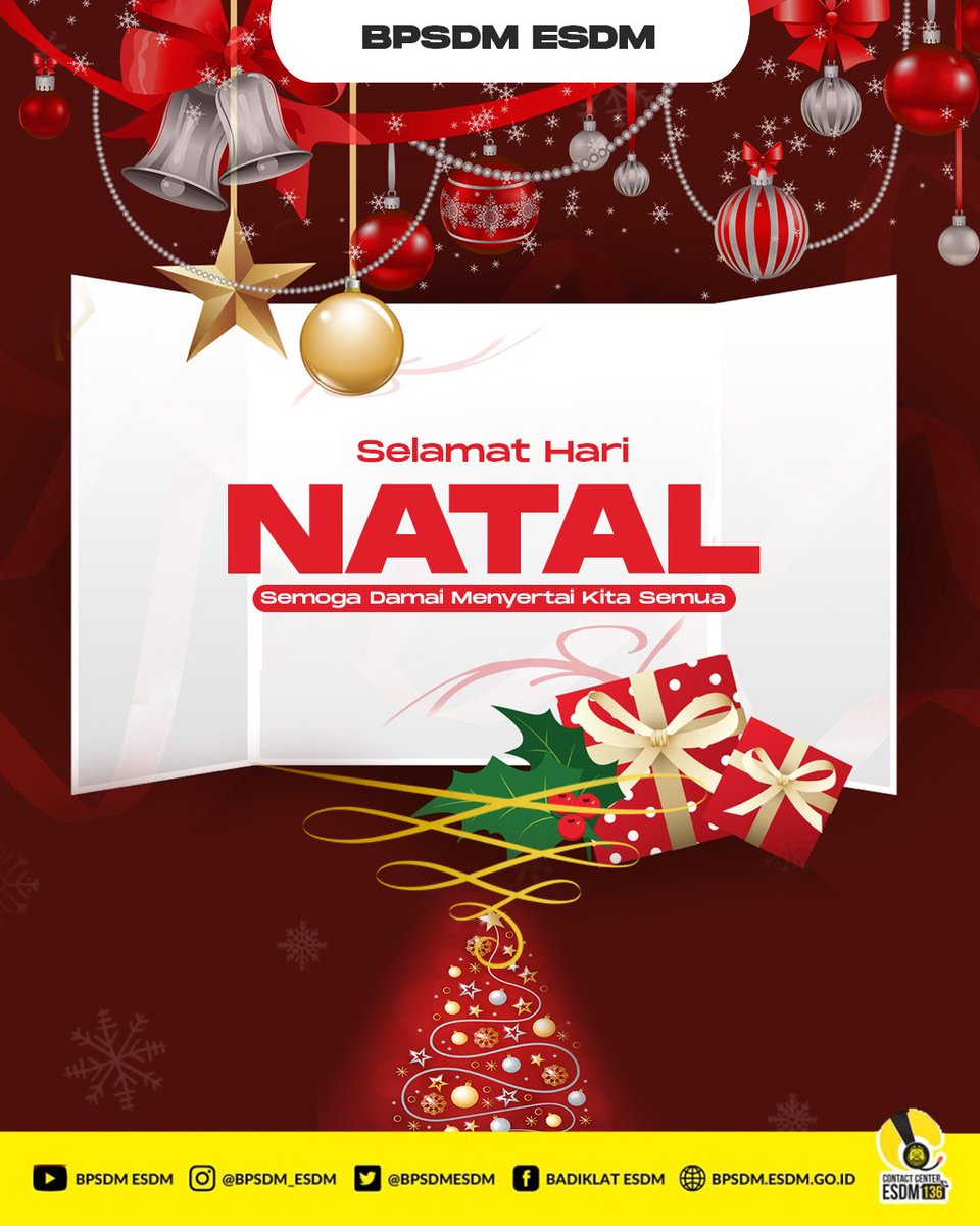 BPSDMESDM's tweet photo. Keluarga besar Sekretariat BPSDM ESDM mengucapkan Selamat Natal 2022, semoga damai dan sukacita natal menyertai #sobatenergi yang merayakan 🎄

#selamatnatal #bpsdmesdm #diklat2022 #sertifikasi https://t.co/mQDeNFZxRH