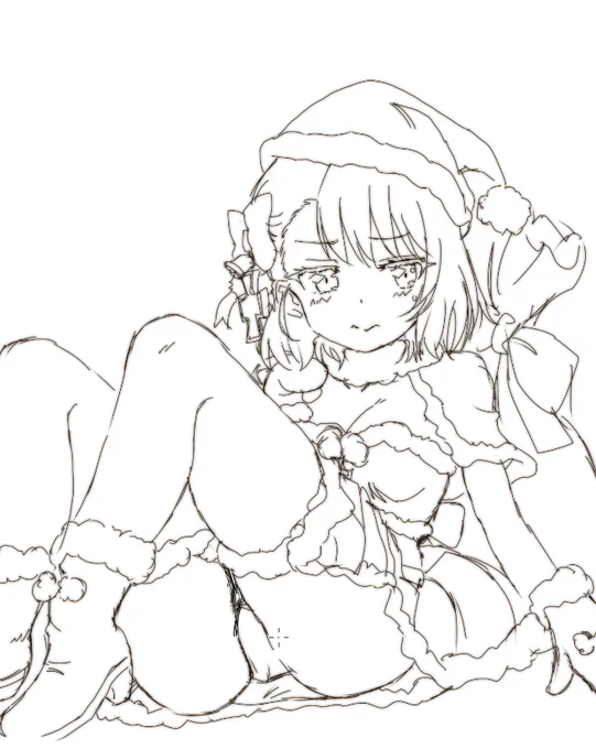 と、いうわけでクリスマニーミてゃん、続き描きます。
ここでトラブル発生w
元のファイルが家のPCに入ったままだったw
なのでTwitterに上げてた分を参考にまた描き直す羽目にw 