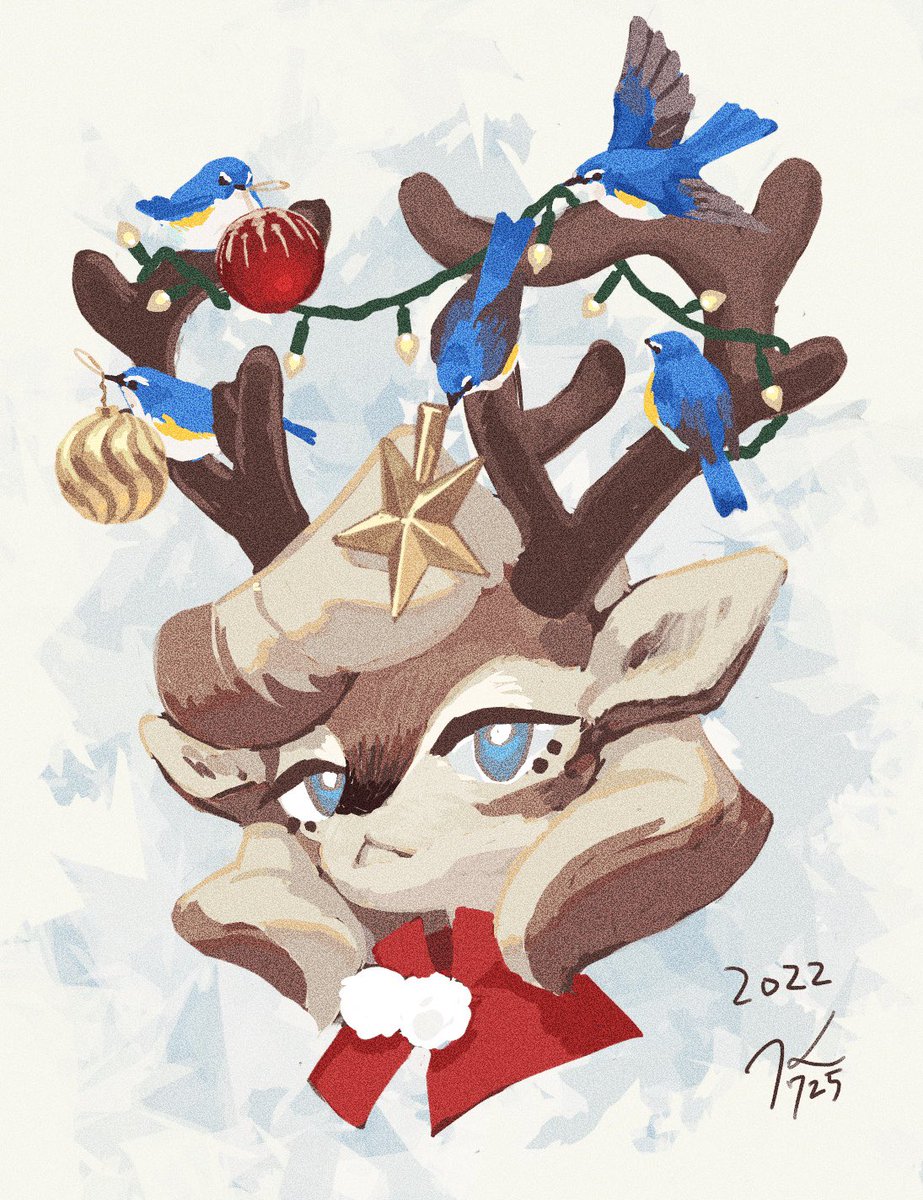 antlers blue eyes christmas bird dated christmas ornaments deer ears  illustration images