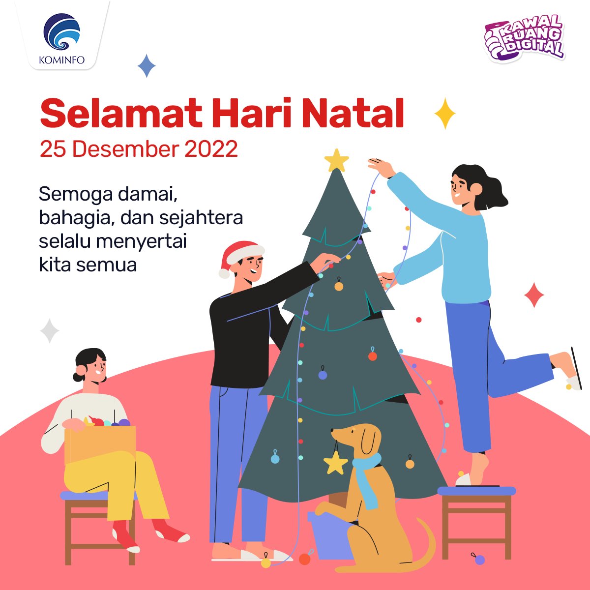 Jadikan hari ini sebuah momen untuk membawa senyuman ke setiap orang yang #Sobatika temui. Damai di bumi, damai di hati.

Selamat Hari Raya Natal bagi Sobatika yang merayakan!

#KawalRuangDigital
#HariNatal