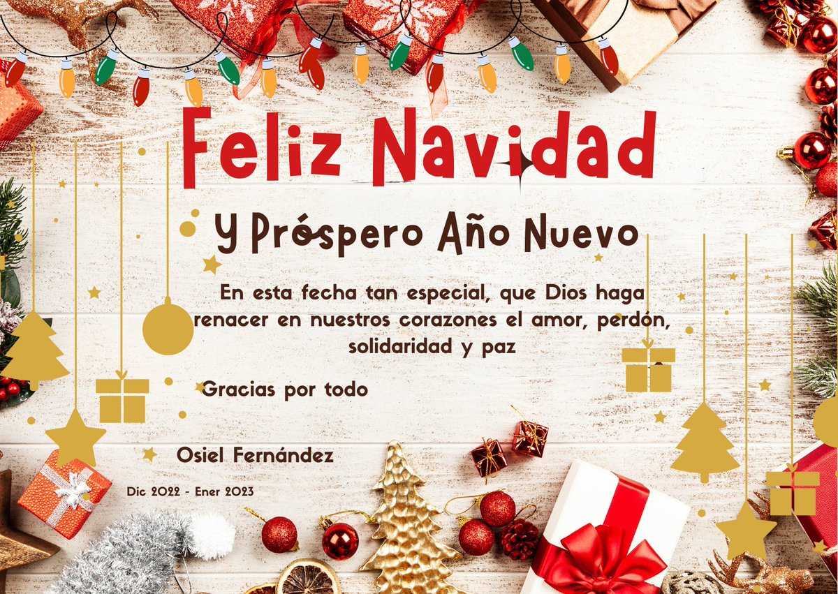 OSFEDI1's tweet image. 🌲🎉¡Feliz #Navidad! Mis mejores deseos para que  esta noche, esté llena de paz, unión, solidaridad y esperanza.                                         La culminación de un año  siempre nos brinda la oportunidad de agradecer lo alcanzado y vislumbrar lo soñado. #NavidadEnFamilia