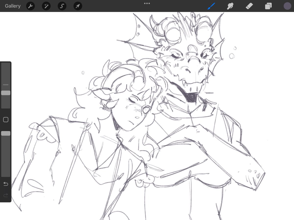 Unlikely animal friendships but it's just a flimsy pink tiefling and his emotional support giant dragonborn healer 