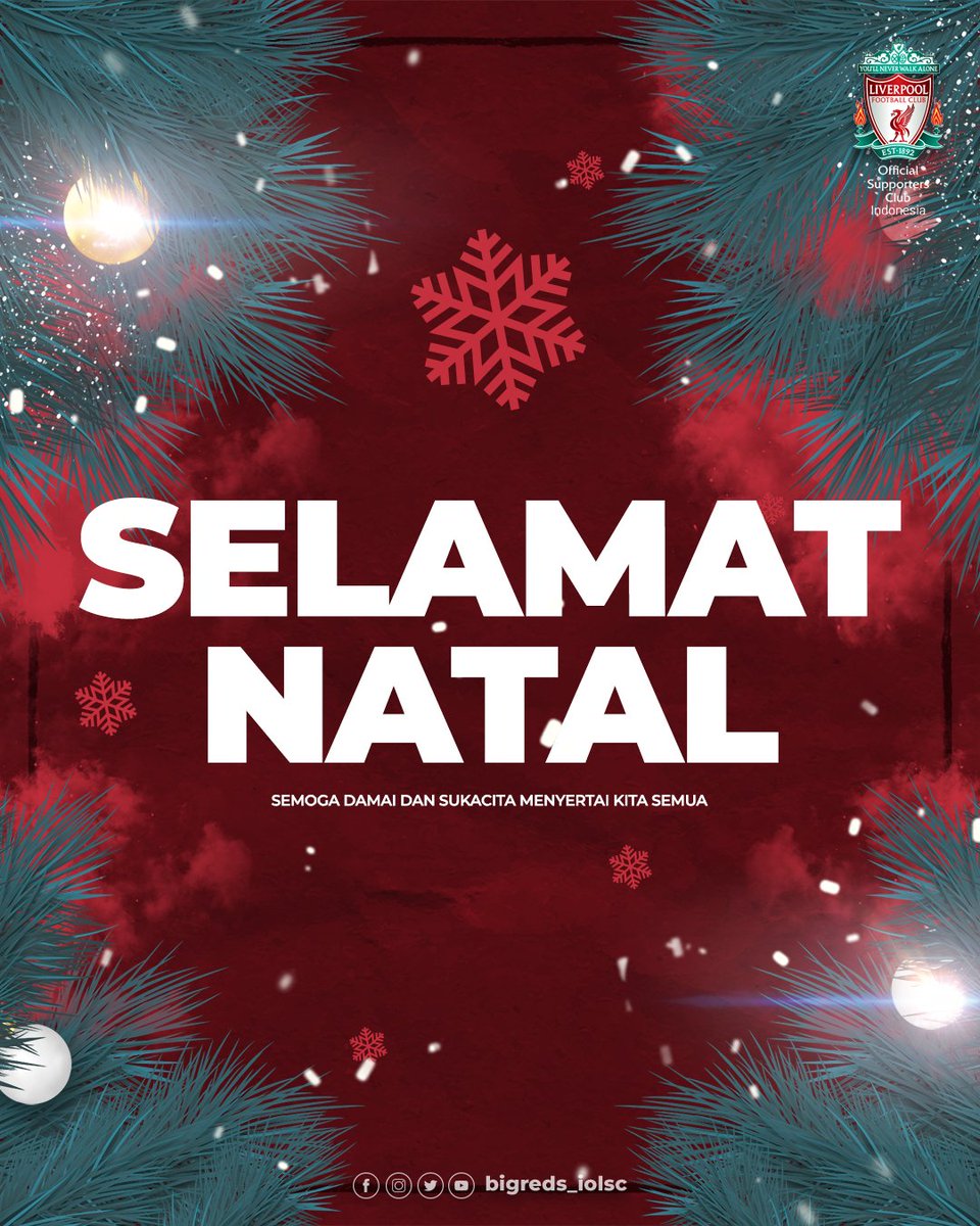 Selamat merayakan hari Natal buat #AnakBIGREDS yang merayakan. Semoga damai, suka cita dan berkah Natal menyertai kita semua 🎄

#BIGREDS 
#YNWA 
#LFCIndonesia