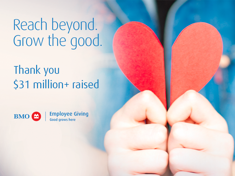 As part of our annual Employee Giving Campaign, BMO employees across North America came together and reached beyond to grow the good. 88% of employees participated campaign and pledged over $31M in support of United Way and other organizations. spr.ly/60023KJCy