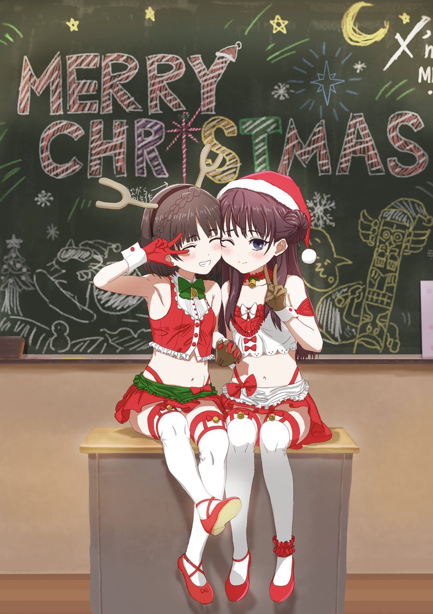 BLUEtatami's tweet photo. #ブルリフ
#ブルリフR
#ブルリフT

クリスマスの平原陽桜莉ちゃんと平原美弦さん！

推しっコ様@Ikulove090 に描いてもらった小説内に使用した挿絵の撮影風フィルター無し版。

『CHRISTMAS』の“RIST”の部分。
ポータルサイトの感じに描いて貰いました！色とか！

あと右の方の入寮のしおり。 https://t.co/ayIOtbygqV