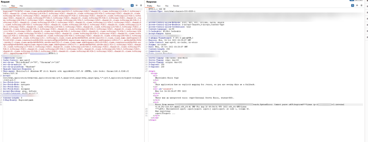 payloadartist's tweet photo. RCE via SSTI on Spring Boot Error Page with Akamai WAF Bypass

https://t.co/qP9iii0JIp

by @pmnh_ 

#cybersecurity #infosec #bugbounty #cybersecuritytips #bugbountytips https://t.co/xL7dYDKBdZ