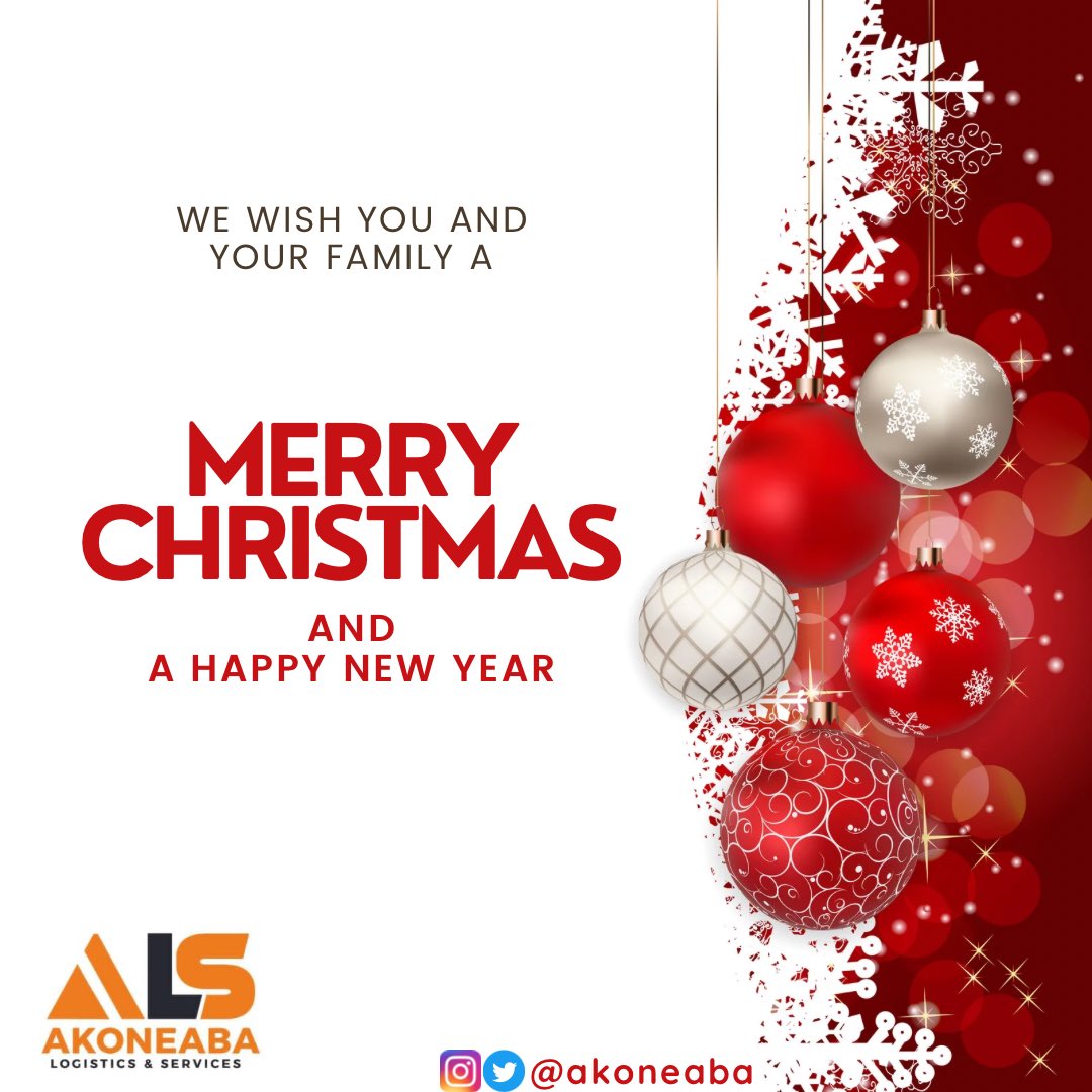 akoneaba's tweet photo. There’s no greater gift than spending Christmas with loved ones. Have a safe and happy holiday season.
Merry Christmas from Akoneaba Logistics and Services to all of you❤️🎉 https://t.co/tkV0UU6uGL