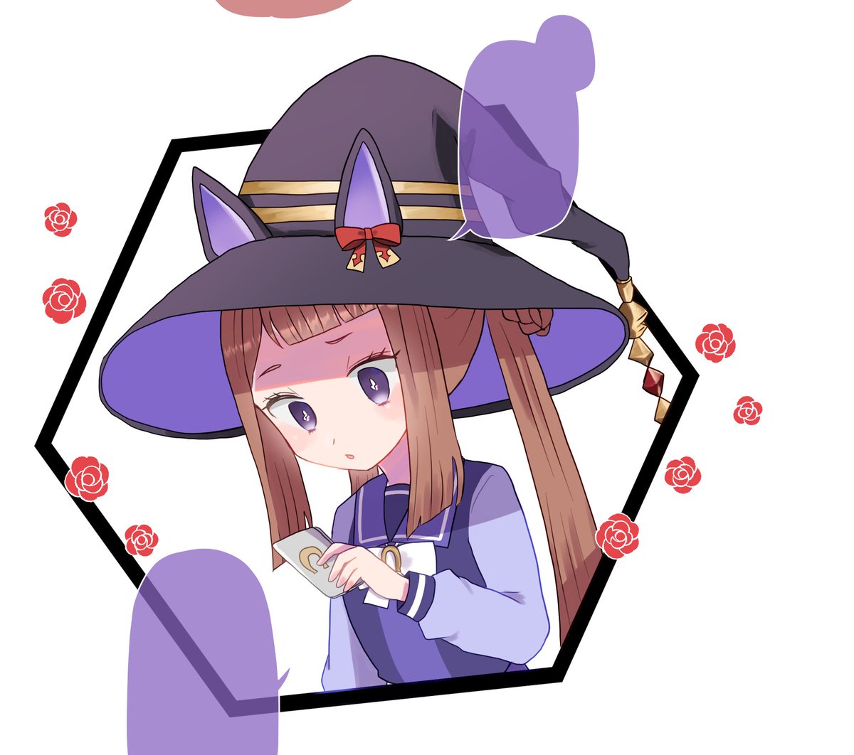 sweep tosho (umamusume) 1girl hat twintails brown hair animal ears witch hat tracen school uniform  illustration images