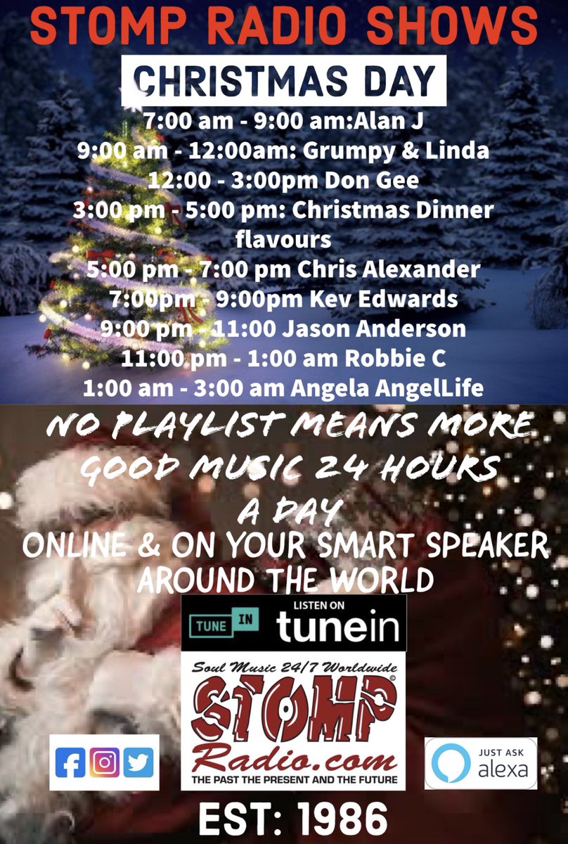 Merry Christmas enjoy a lovely day and our wonderful line up 🌲🎶🎵