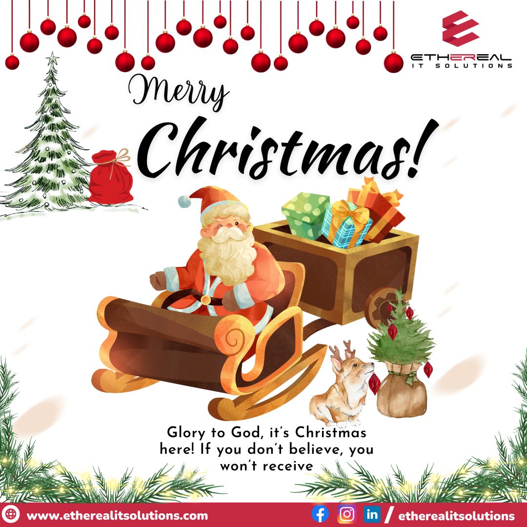 etherealitsol's tweet photo. Wishing you a merry Christmas filled with joy, peace and love! Celebrate the season by spending quality time with family and friends, indulging in delicious festive treats, and giving thoughtful gifts. 
#christmaseve #christmas2022 #merrychristmas #etherealitsolutions https://t.co/6EC6ET6q0U