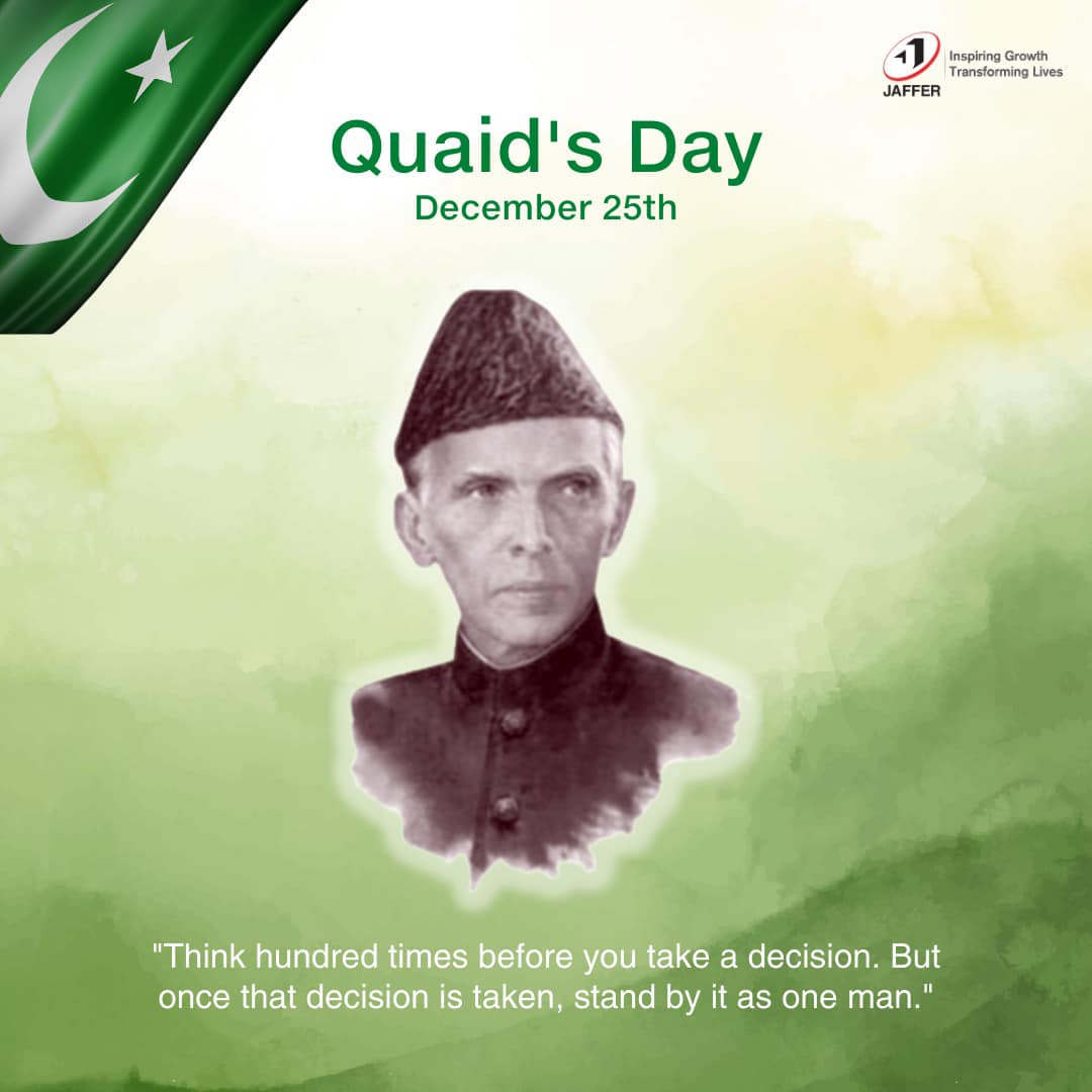 JafferGroup's tweet photo. Happy Quaid-e-Azam Day! https://t.co/5GjdjKlZzY