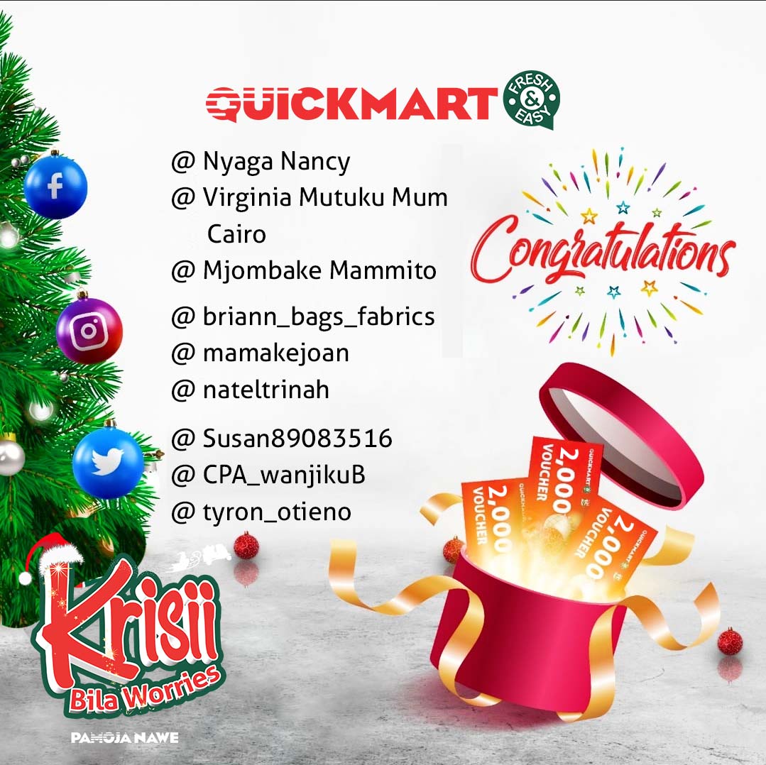 Congratulations to our "Special someone" winners! We will be in touch shortly.

Thank you to everyone else who participated, we will be sharing even more exciting challenges!

#KrisiiBilaWorries
#FreshandEasy
#PamojaNawe