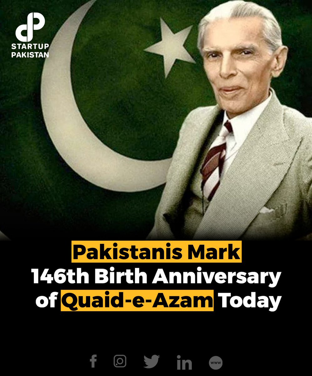PakStartup's tweet image. Pakistanis are celebrating 146th birth anniversary of the Father of the Nation, Muhammad Ali Jinnah, with traditional zeal and fervour today.