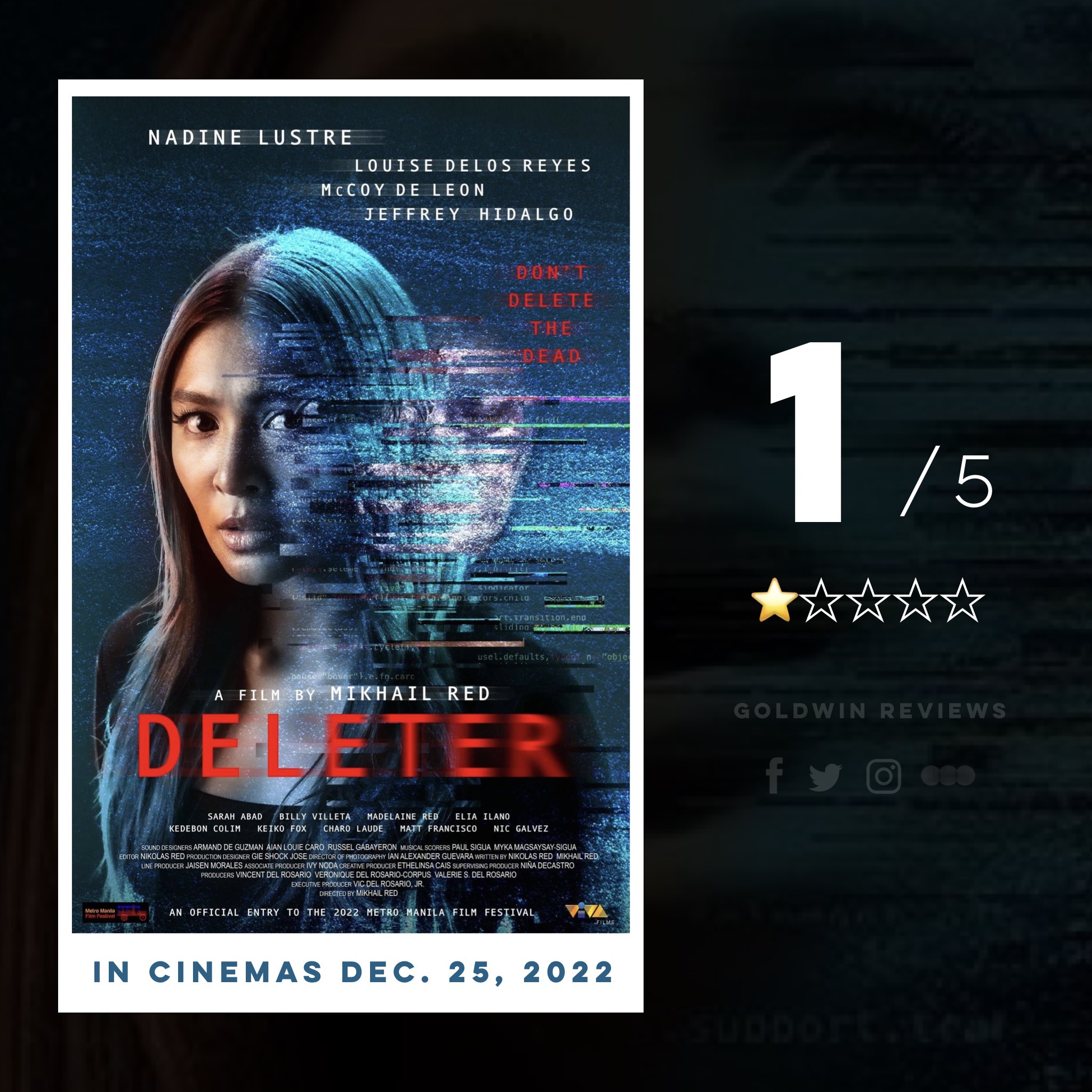 GoldwinReviews on X: Deleter (MMFF 2022) Directed by: Mikhail Red