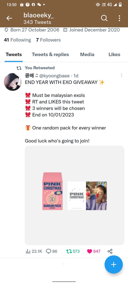 tzexin3's tweet photo. @kyoongbaee Thanks for the giveaway and merry Christmas 🎄⛄ https://t.co/DhXAVlxd3M