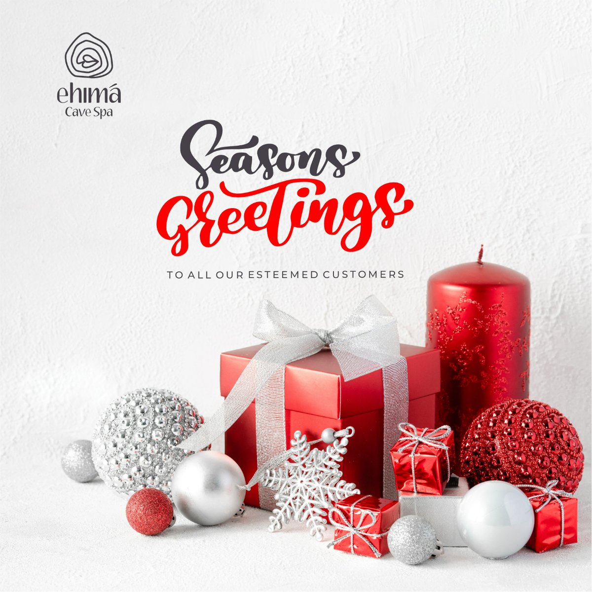 ehimacavespa's tweet photo. Merry Christmas from all of us at Ehima Cave Spa!
Wishing you a Christmas that brings you health, wealth and happiness.
#EhimaCares
#HappyChristmas https://t.co/Pi8E0m7CNk