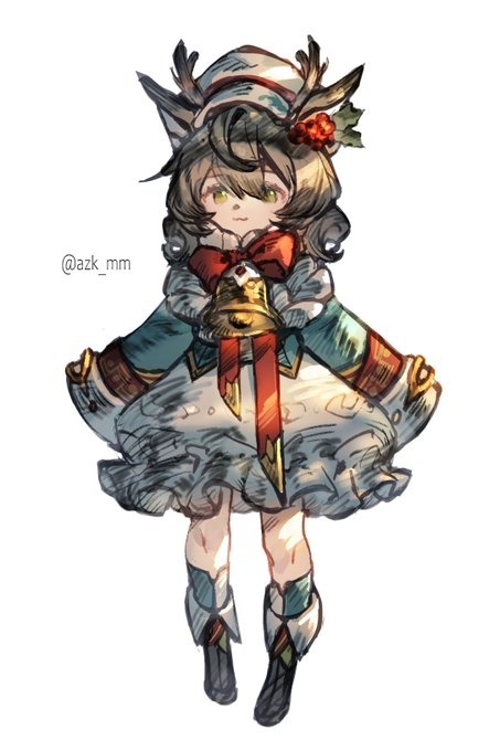 クリスマスなので鹿の子のキャラデザ 
