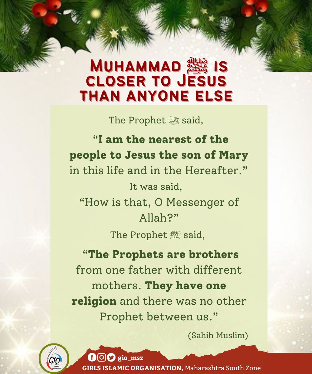 Giomsz1's tweet photo. Muhammad (PBUH) is closer to Jesus (PBUH) than anyone else!
1/2
#Christmas #Jesus #Isa #Muhammad #MuhammadMercyForMankind #MuhammadForAll #KnowIslam https://t.co/BGJ7ESjg6t
