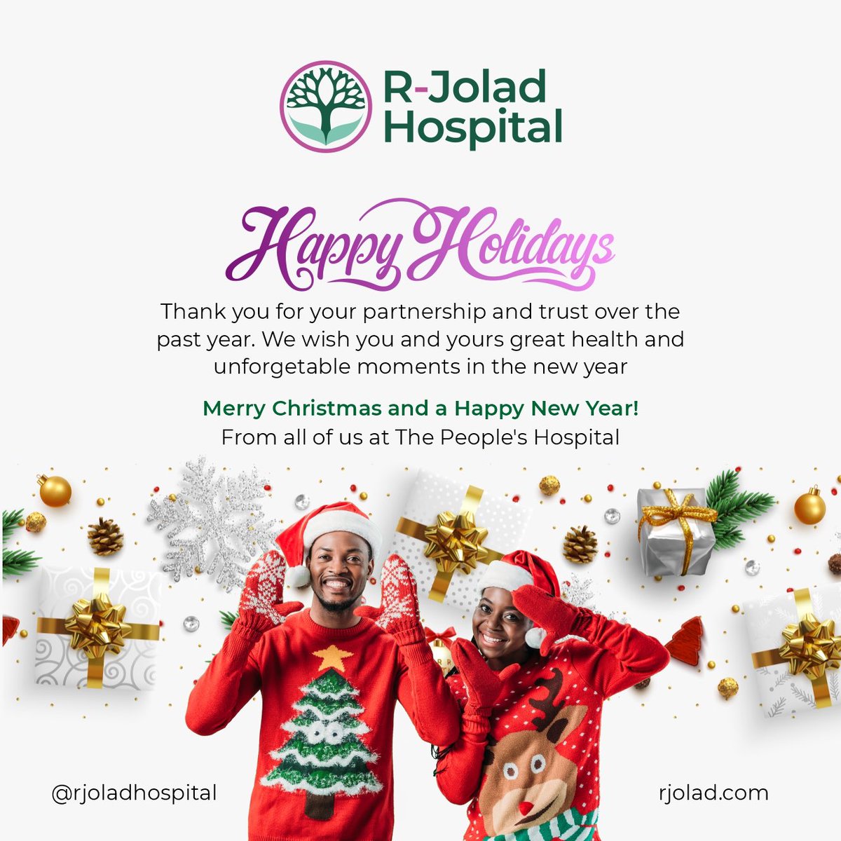 Merry Christmas people! Have a wondrous new year 🎄🎊

#RJoladhospital #ThePeoplesHospital #tistheseason🎄 #merrychristmas🎄 #christmasyearround #happynewyear2022 #newyear #RJoladcares