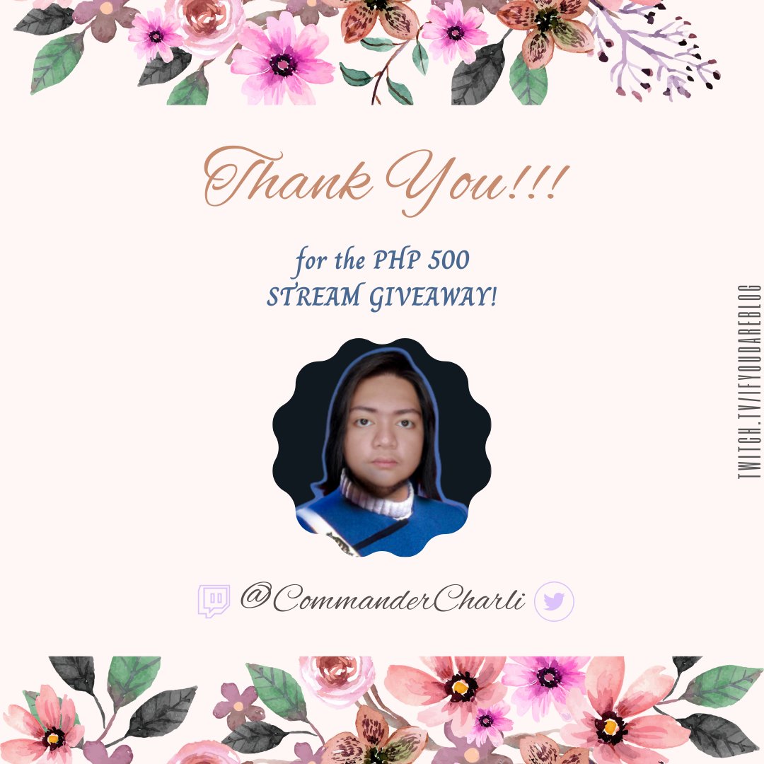 Finally got lucky! You’re awesome, @CommanderCharli. Thanks for the PHP 500 STREAM GIVEAWAY!
#gaming #twitchstreamer #twitchaffiliate #SupportSmallStreamers #twitchphilippines #Area063