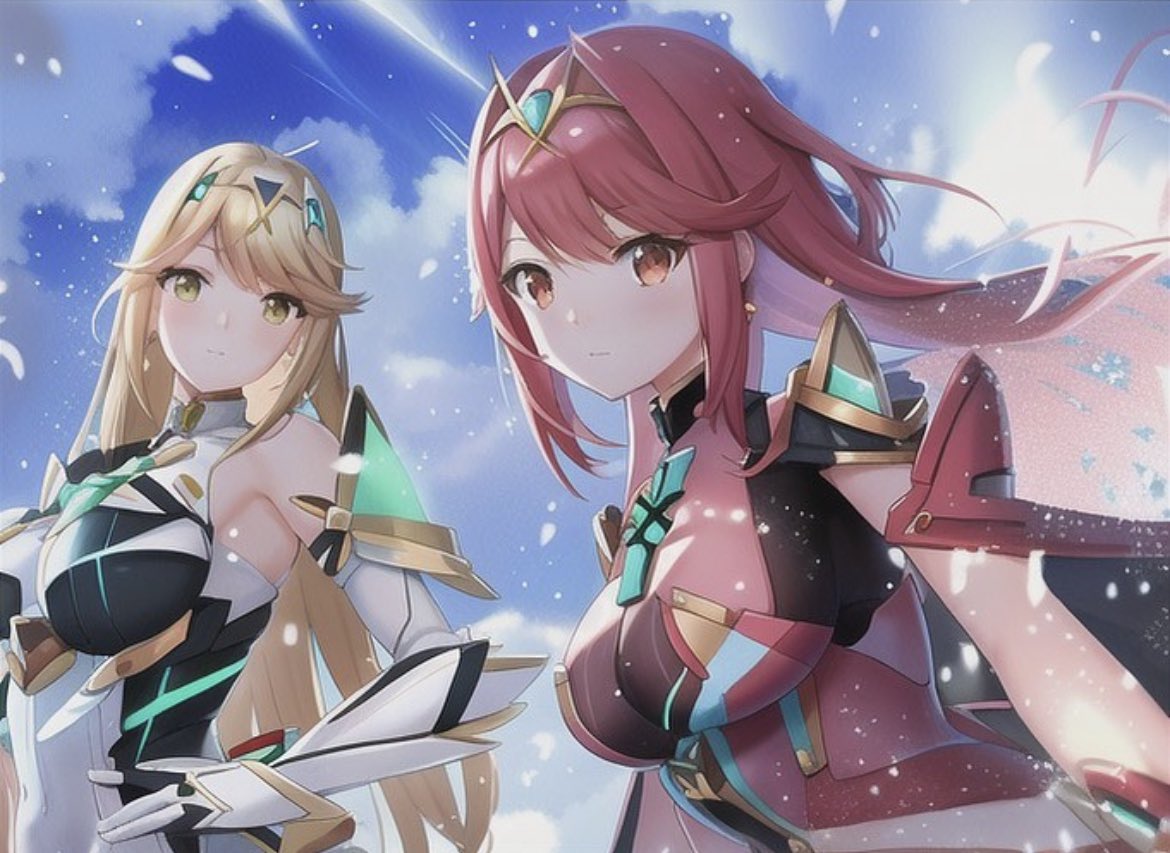 Merry Christmas from the two most loved and hated waifus on the planet!! 🎄 #smash #pyra #mythra #art #SuperSmashBros #Nintendo #NintendoSwitch #waifu