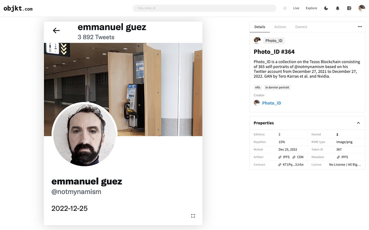 gm - 20221225
Photo_ID #364 - 2 ed.
le dernier portrait
#NFTs