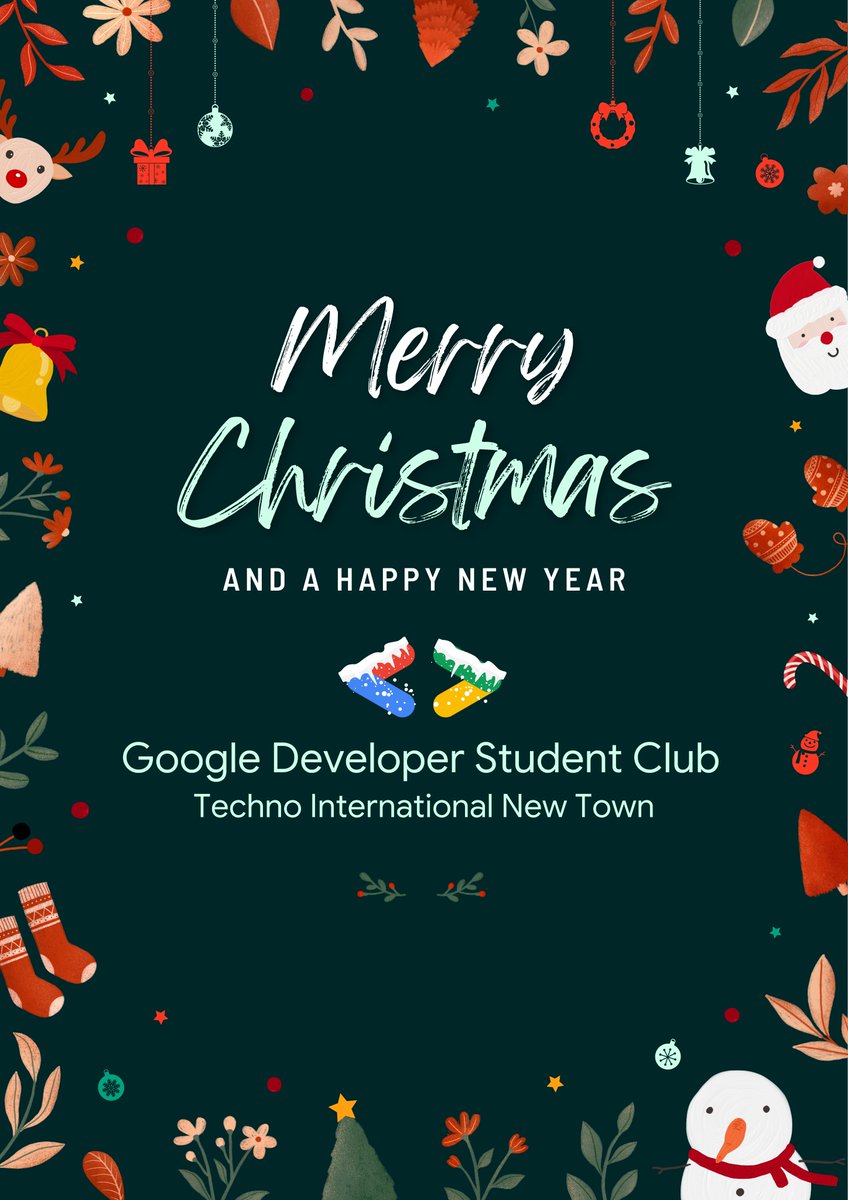 gdsc_tint's tweet photo. With the holiday season approaching, it is time to wish everyone around you a Merry Christmas! TINT GDSC wishes everyone a Merry Christmas🎅🎄
May Santa Claus bring along the best of the presents for you this Christmas. Warm wishes on Christmas✨
.
.
#gdsctint #gdsc #google https://t.co/PLdJpSDFMu