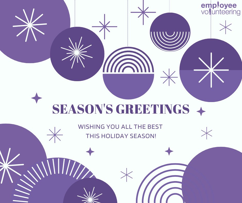 Sending you best wishes and joyful holidays, from the team here at Employee Volunteering!

#seasonsgreetings #happyholidays #volunteering #employeevolunteering