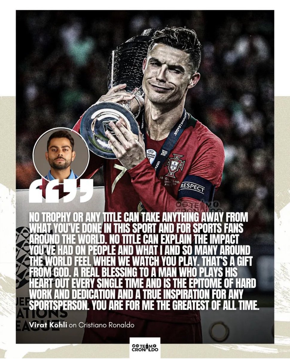 Indian cricketer <a href="/imVkohli/">Virat Kohli</a> talking about Cristiano Ronaldo.