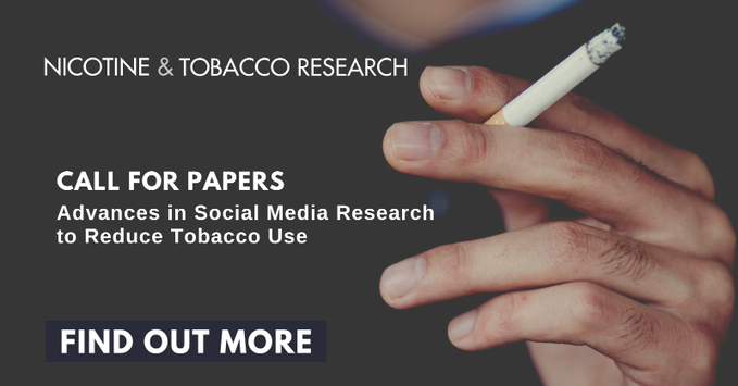 NTR_Journal's tweet photo. 📢Call For Papers: Advances in Social Media Research to Reduce Tobacco Use🔥🔥🔥

Guest Editors: @GraceKongPhD  Dan Romer, and Kelly Blake

Deadline for submission: 31 March, 2023

Full details here:
https://t.co/0O7ATxRn43 https://t.co/tmbCTi4qsE
