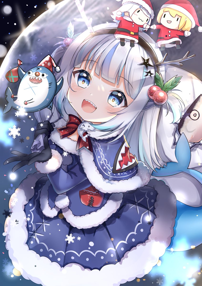 がうるぐら ,ワトソン・アメリア 「Merry Xmas!!!!!💙🦈💙💙🦈
#gawrt 」|00魚/ 台灣 FF40 B27のイラスト